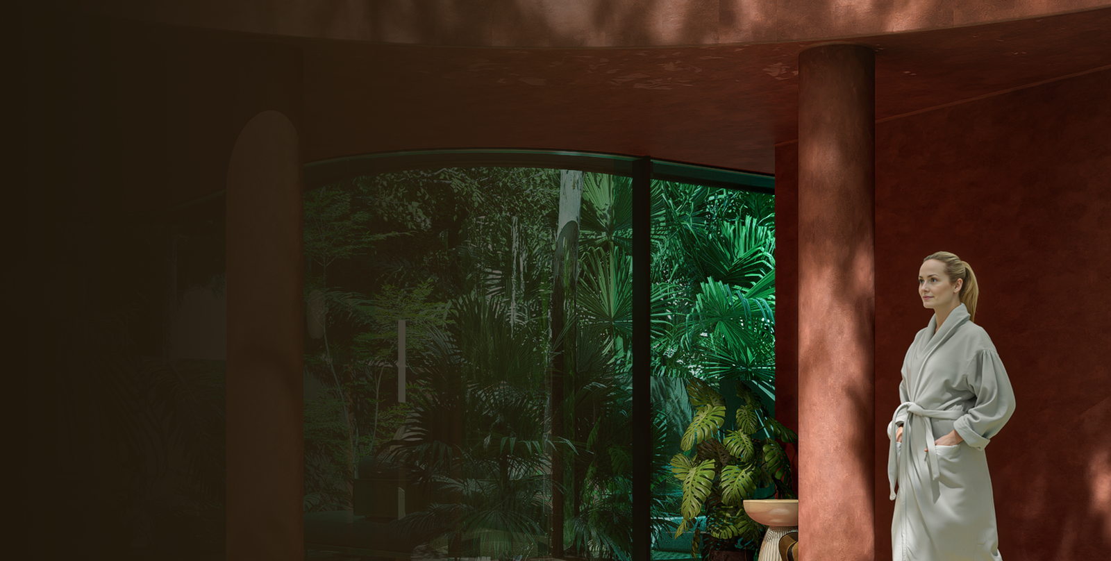 Luxury villa exterior with a landscaped courtyard designed by Haven Studios